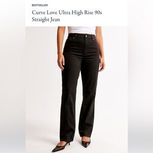 Abercrombie CURVE LOVE Ultra High Rise 90s Straight Jean - Rinse Black